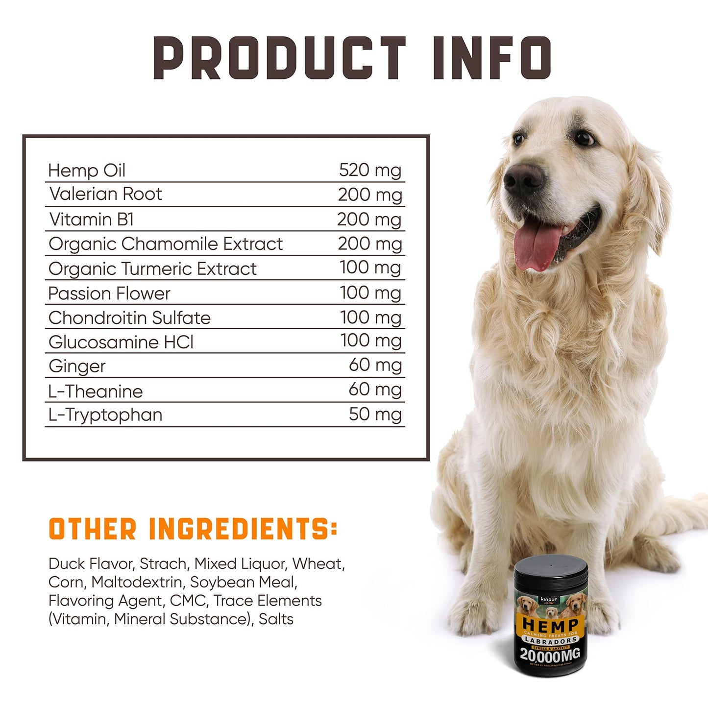 Calming Chews for Labrador Dogs with Valerian Root and Hemp Oil Aid