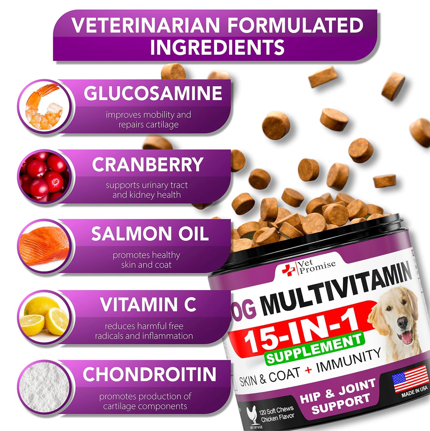 Dog Multivitamin Chewable with Glucosamine Dog Vitamins and
