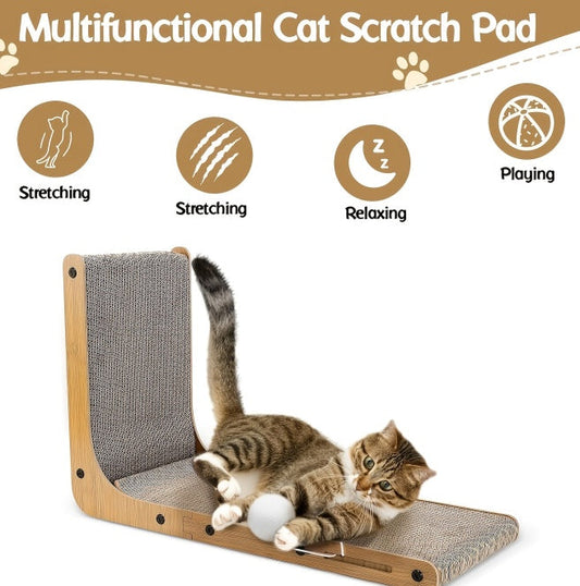 L-Shaped Wall-Mounted Cat Scratching