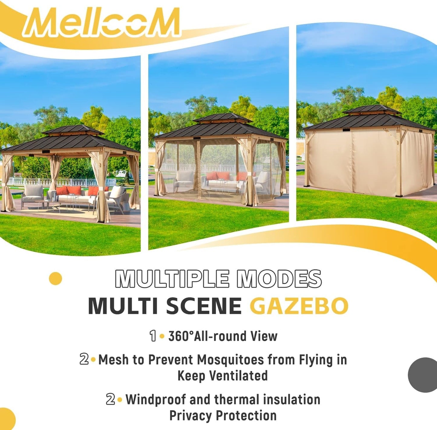 Spruce Wood Double Roof Gazebo 11x13
